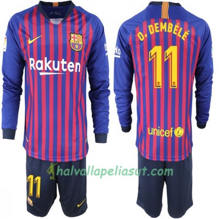 Jalkapallo Pelipaidat FC Barcelona O. Dembele 11 Lasten Kotipaita 2018-2019 Pitkähihainen